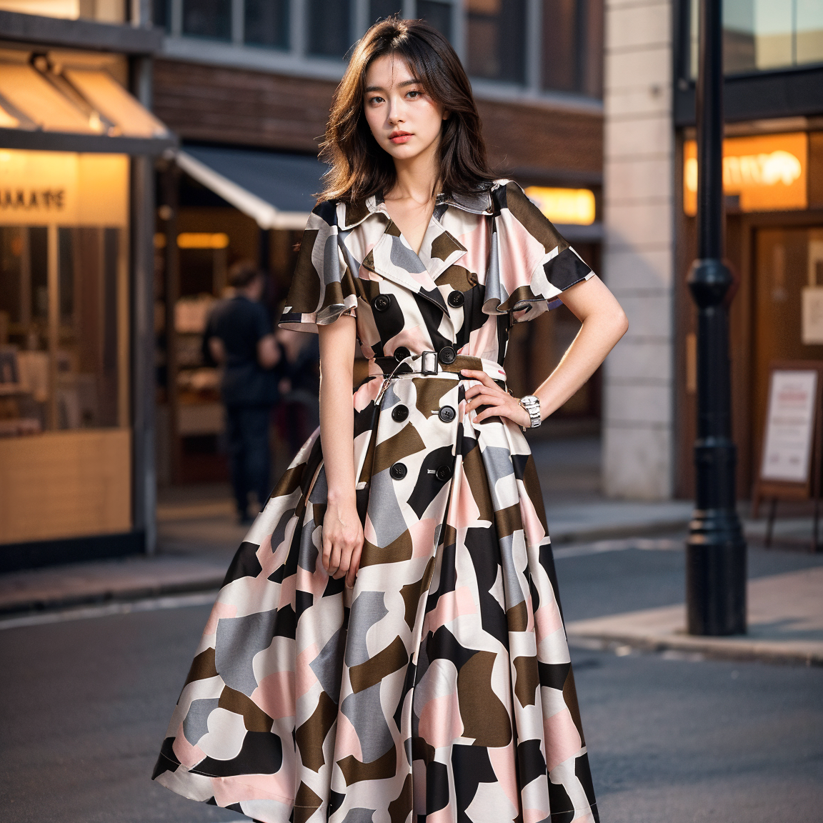 【B99官方旗舰店】女装时尚夏季碎花印花设计师款连衣裙FGWDS20024