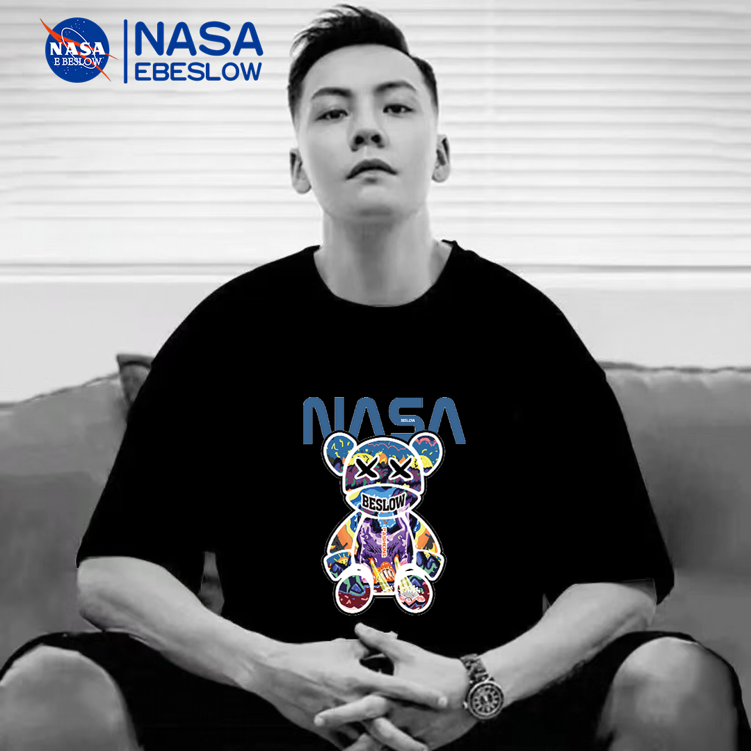 NASA联名oversize新款潮牌印花男士百搭夏季休闲T恤时尚潮牌半袖