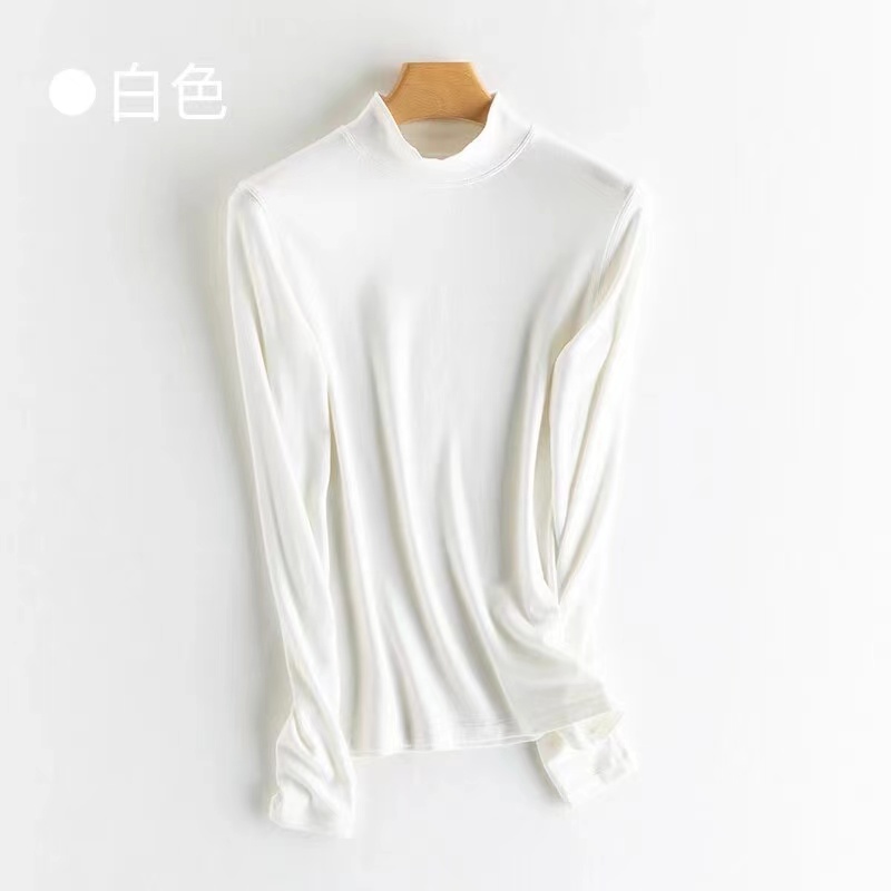 【糖糖衣橱】“珍珠半高领”秋冬女士白色百搭针织衫内搭半高领上衣