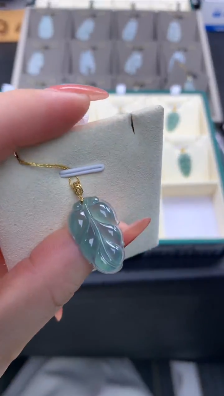 【闪购商品】翡翠吊坠(赠链)18K金镶嵌FA108 多样性发其一赠皮绳