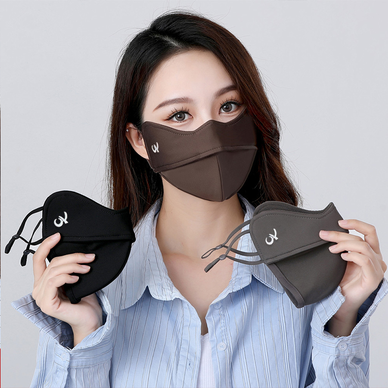 秋冬保暖口罩男潮款高颜值女加厚绒冬季户外防风防寒骑行面罩黑色