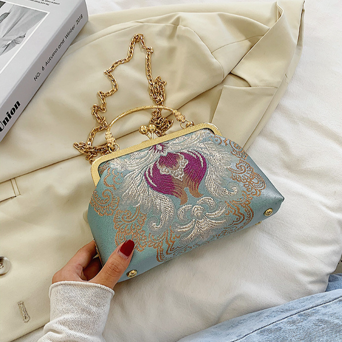 中国风刺绣旗袍中式古风单肩手拎包