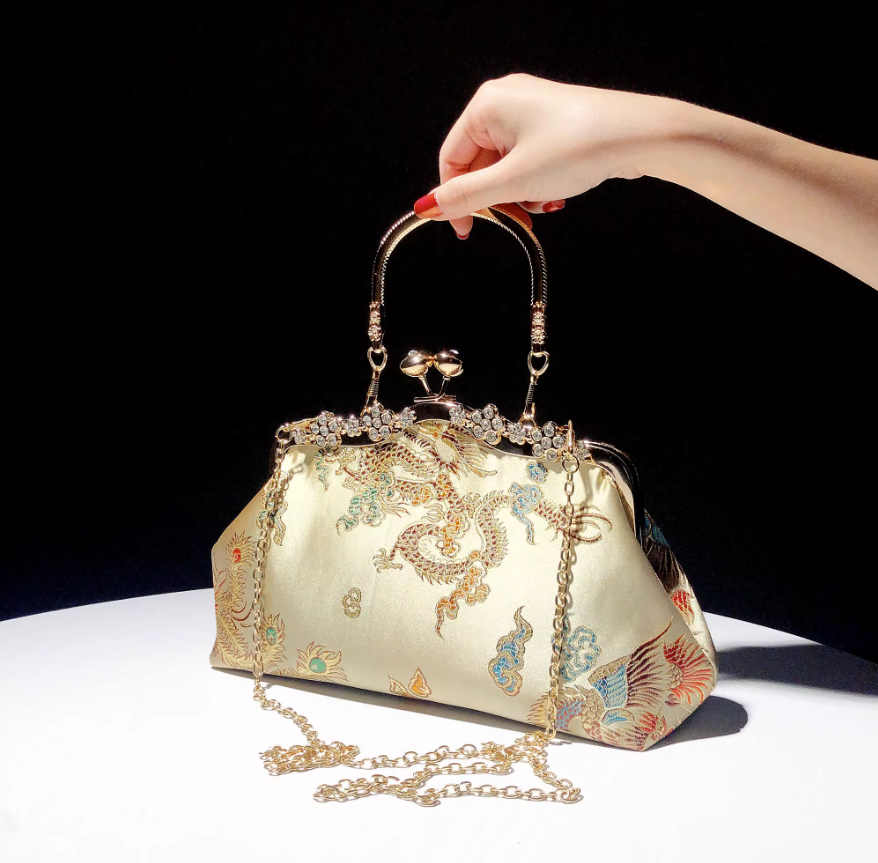 中国风手提包旗袍刺绣宴会汉服斜挎包时尚复古百搭气质