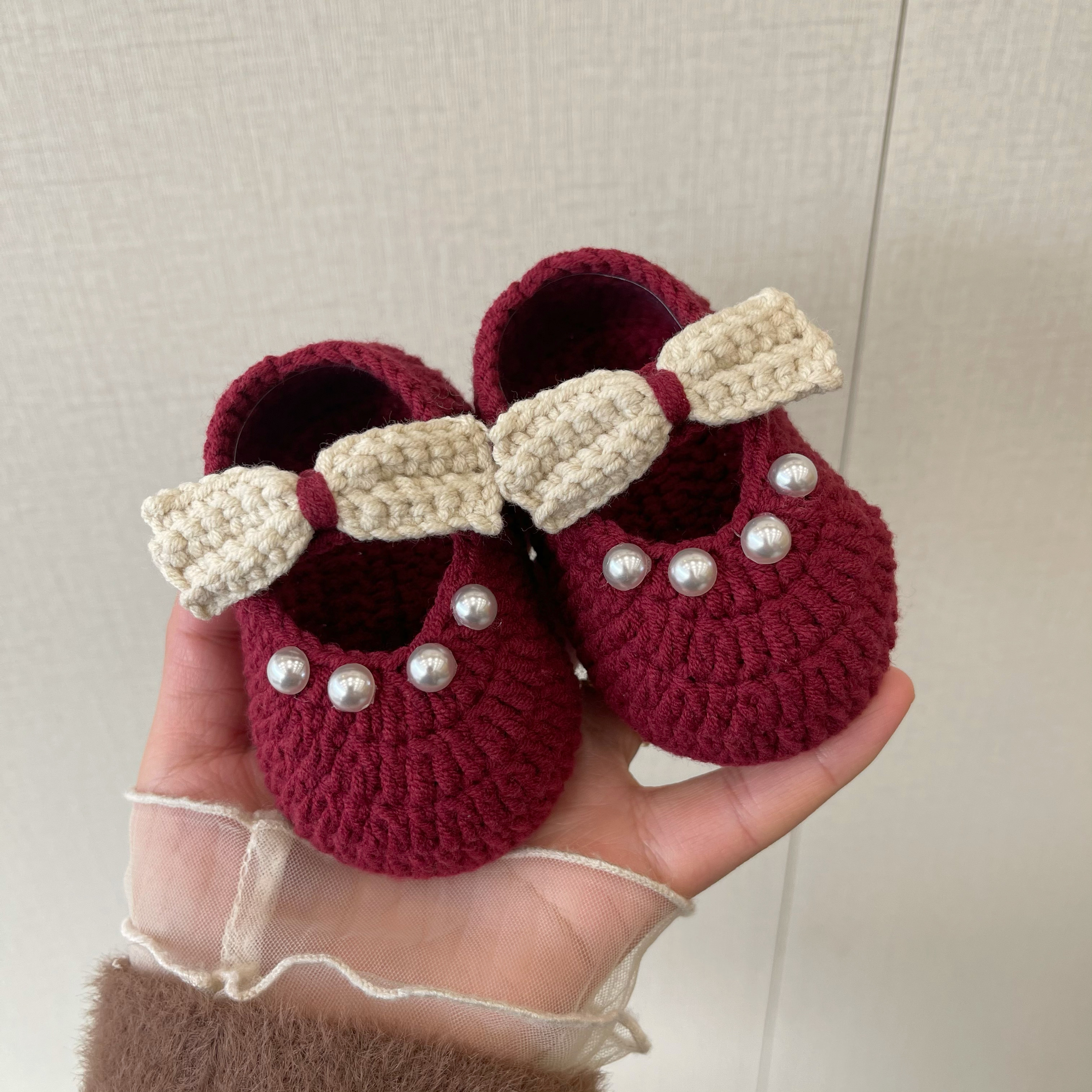 宝宝鞋手工编织diy婴儿鞋钩针毛线鞋牛奶棉线材料送教程孕期解闷