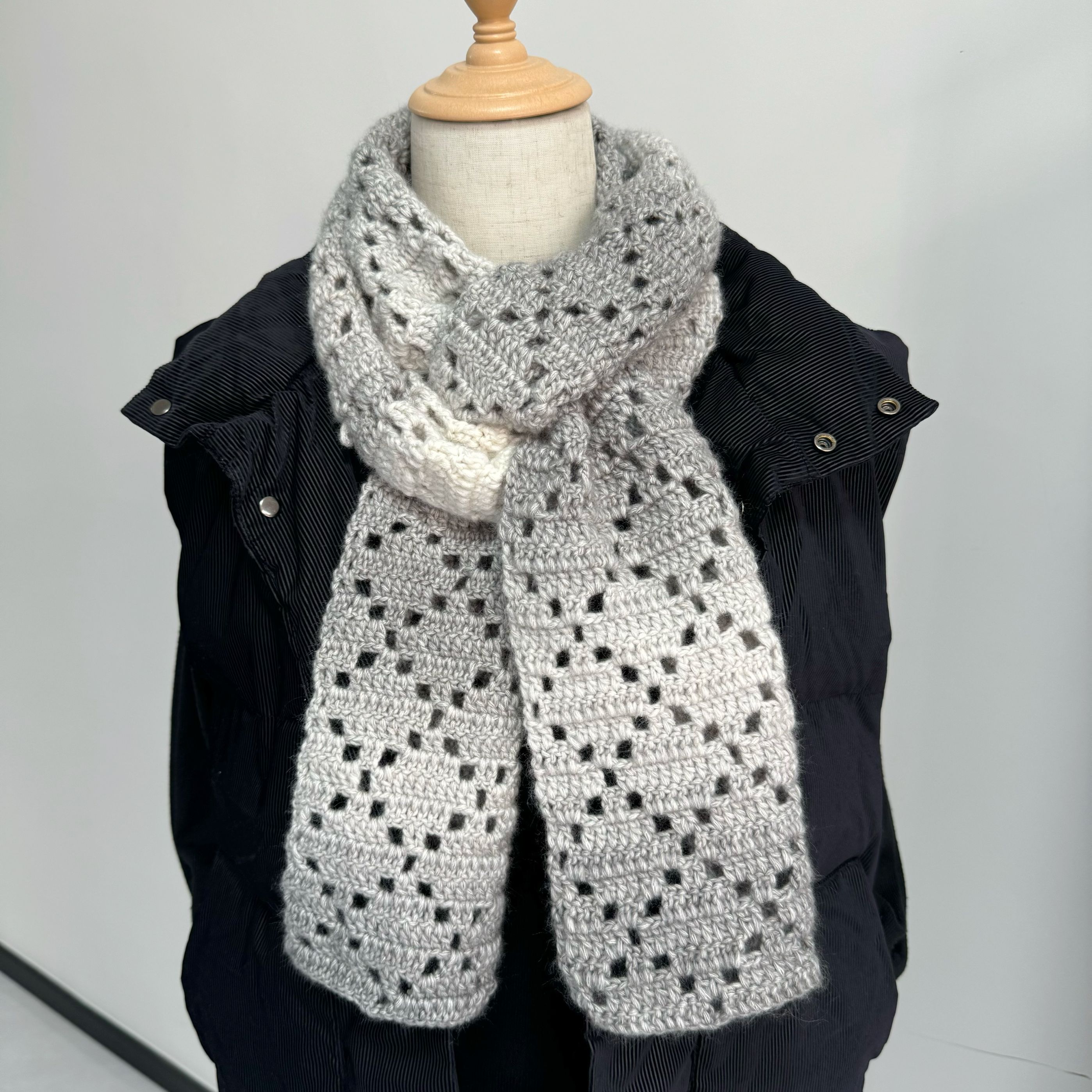 菱格围巾手工diy毛线团粗线编织围脖渐变色钩针材料包送男友礼物