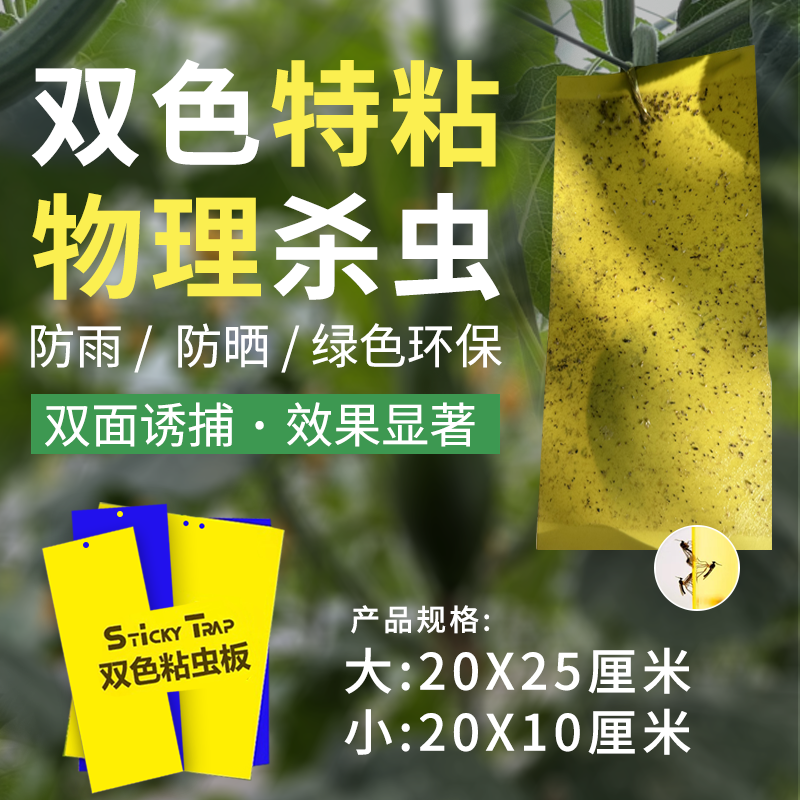 粘虫板黄板双面蓝板蓟马小黑飞蚜虫蚊蝇诱捕器大棚果园家用防虫板