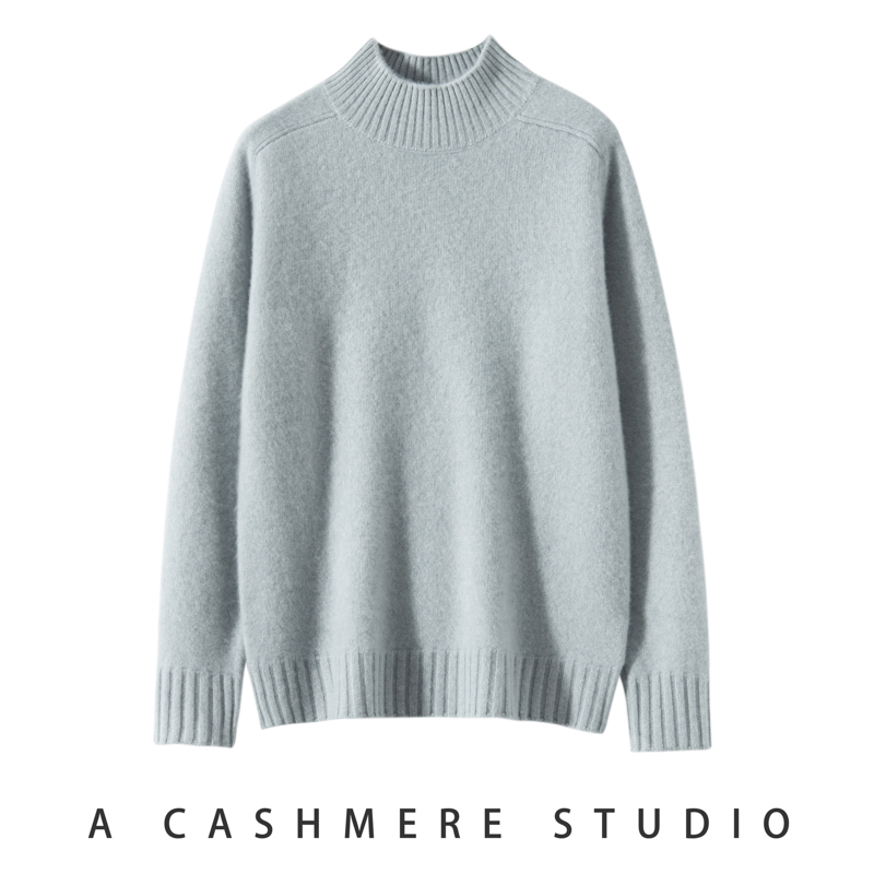 100%纯山羊绒衫女半高领纯色秋冬时尚加厚休闲套头毛衣打底针织衫