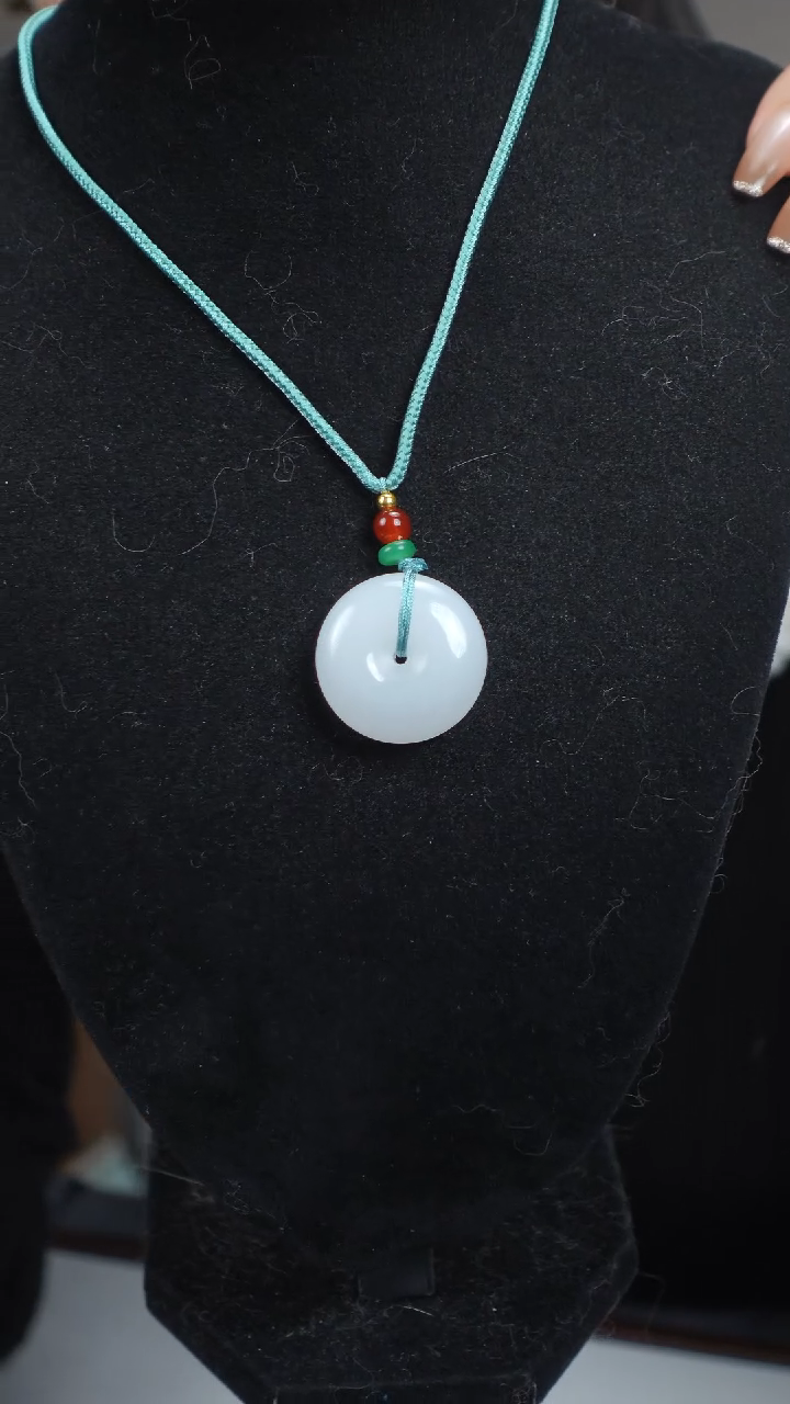 【闪购商品】和田玉项链未镶嵌和田玉平安扣挂脖@QF8001