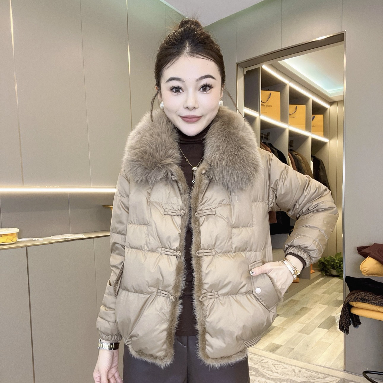 时尚百搭小个子毛领棉服外套短款轻薄棉衣女冬季装潮保暖秋冬