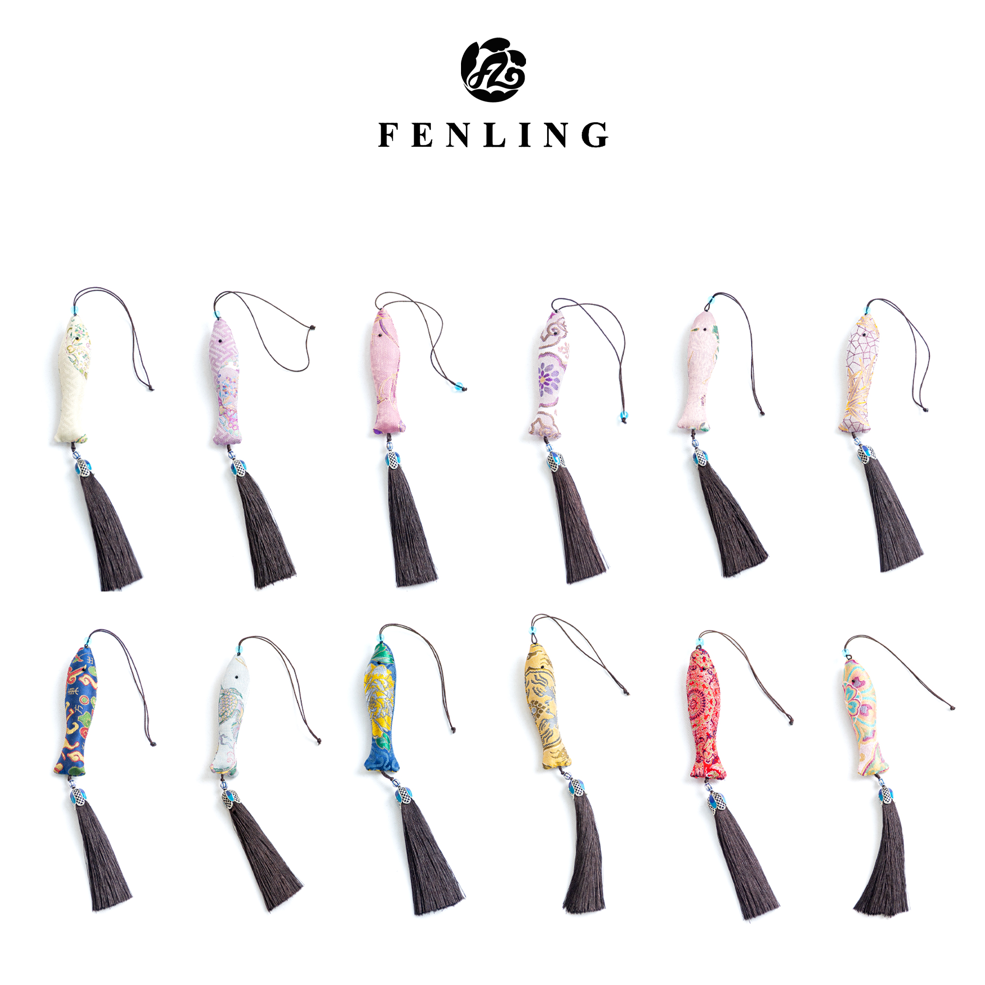 芬领-年年有余-小鱼流苏挂坠桑蚕丝香云纱真丝配件 FQ509-FQ520