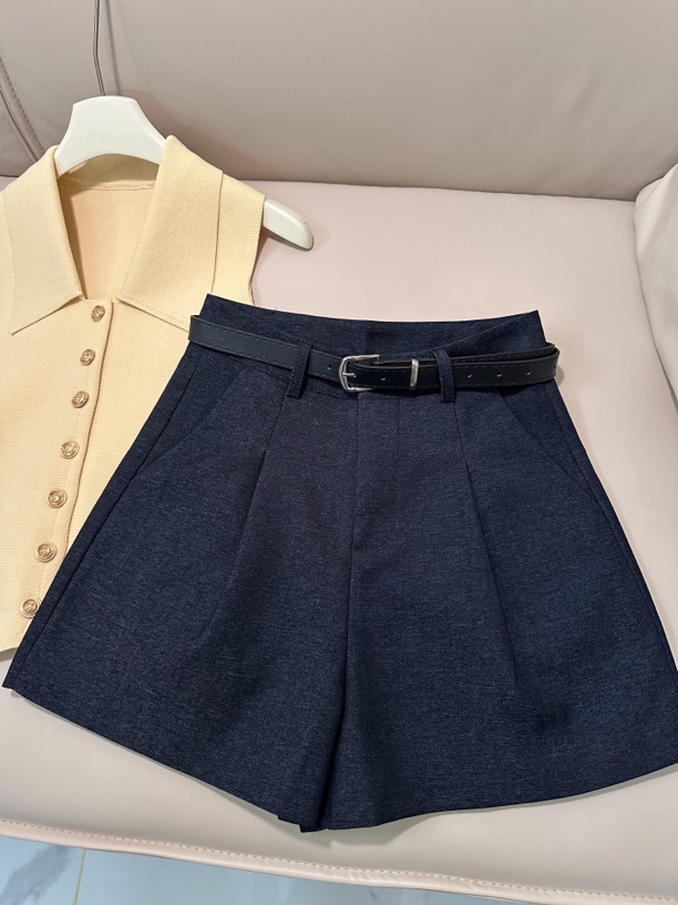 IMM 【廓形短裤】早秋气质高腰灰蓝百搭挺括短裤