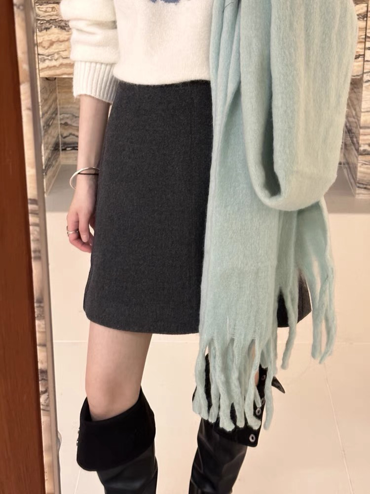 「欧尼裙」韩版软呢高腰半身裙