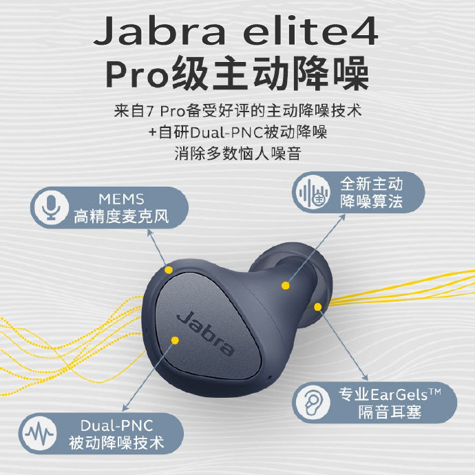 9新 jabra/捷波朗 elite4降噪音乐真无线蓝牙耳机