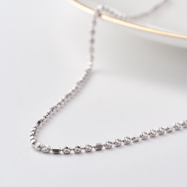 链子925银 纯银意大利月亮爆闪珠链 2mm毛衣链