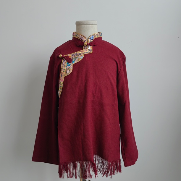 藏式儿童百搭衬衣 棉麻流苏衬衫 男女同款