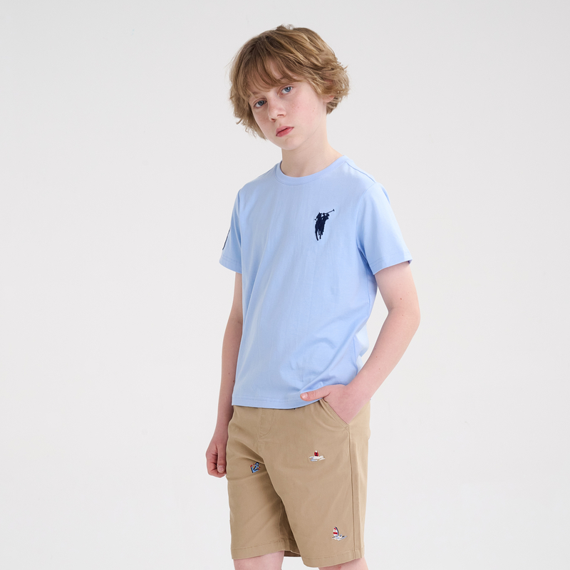 POLOWALK童装2025新品秋冬舒适休闲透气圆领T恤短袖B44W422F1101