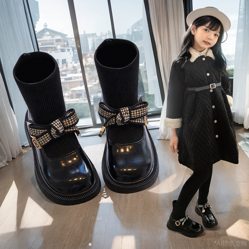 女童短靴2025春秋新款洋气儿童靴子加绒袜靴秋冬百搭马丁靴公主靴