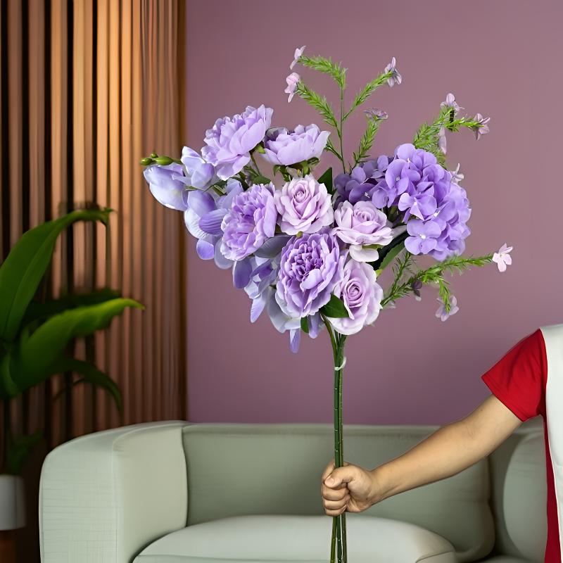 紫色仿真花工艺摆件电视柜时尚装饰品室内假花客厅仿真花假花