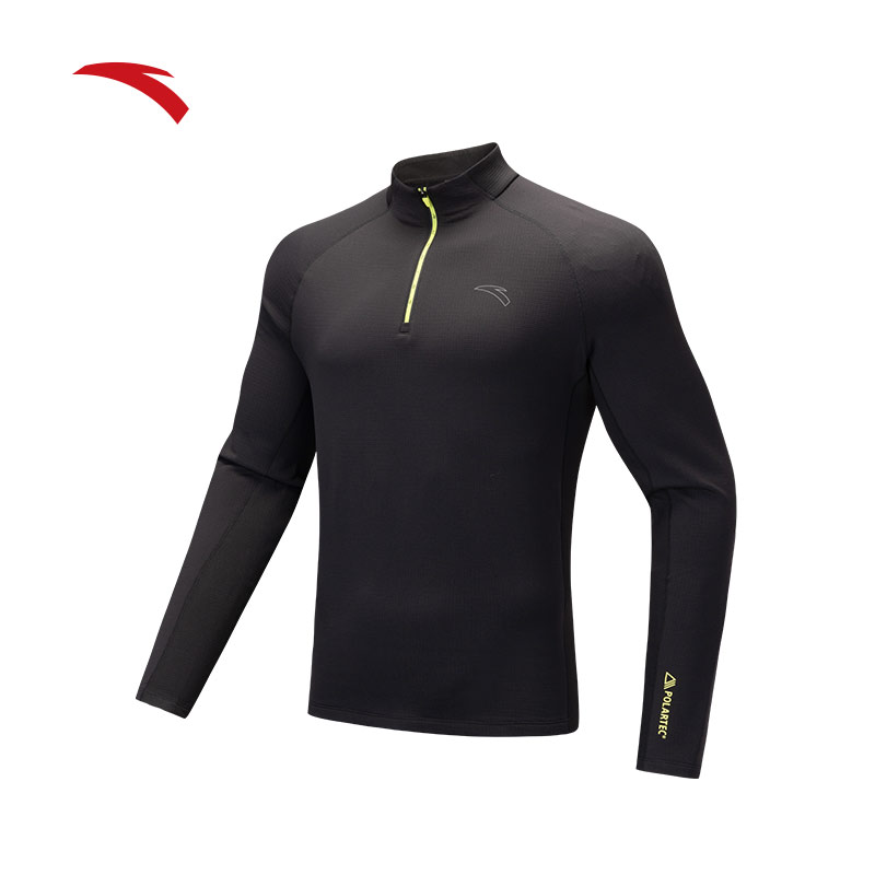 冬季上新安踏半拉链立领针织抓绒保暖长袖男冬季新款跑步运动上衣