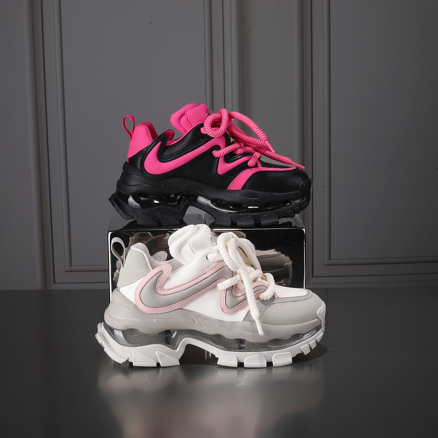 酷跑●闪●色非增高7cm时尚厚底潮流百搭女士秋季休闲鞋666-2