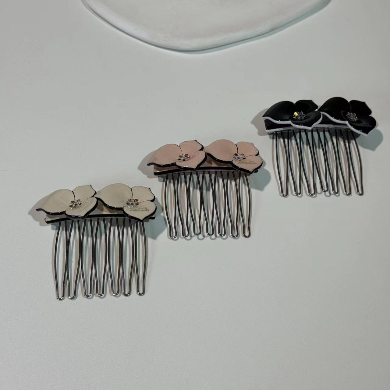 637-639韩国镶砖花朵发梳梳子插梳盘发装饰丸子头优雅气质头发饰