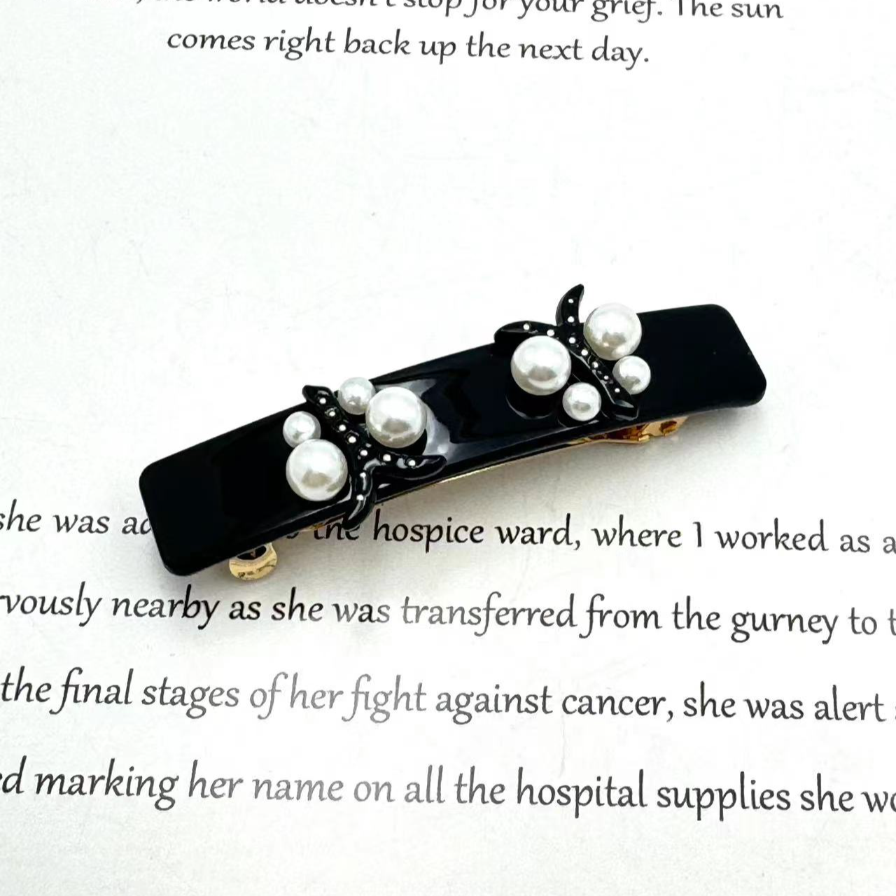 189-354进口醋酸气质弹簧夹8CM小香风时尚黑色复古简约ins韩版