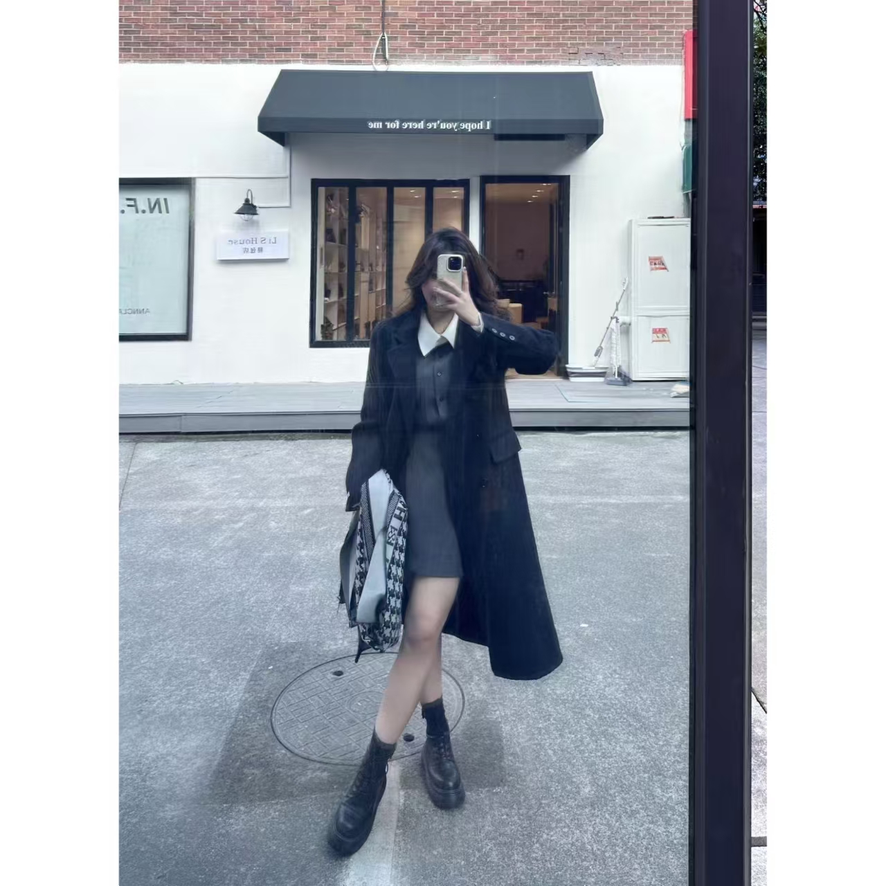 【MuMu】韩系中长款大翻领羊毛呢大衣百搭外套