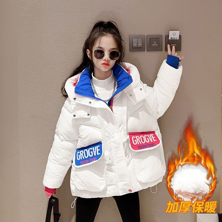 洋气女童服儿童亮面免洗外套服衣2023新款冬装洋气大童冬款袄