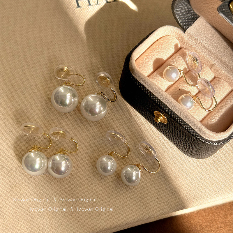 非金属仿珍珠耳饰 法式轻奢蚊香盘耳夹无耳洞气质2025款耳饰超仙