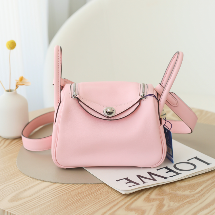 99新 Hermes/爱马仕 Hermes/爱马仕 mini Lindy樱花粉 Z刻 S皮