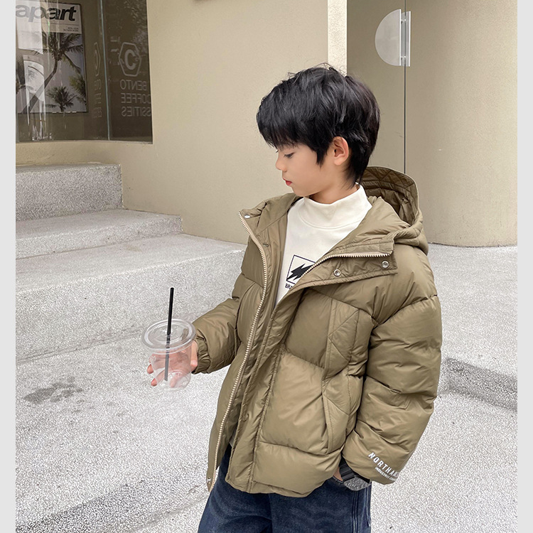 白鸭绒男孩女童2023冬季新款连帽加厚羽绒服外套上衣儿童韩版冬装