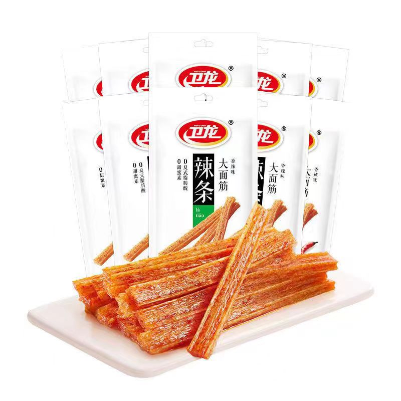 卫龙辣条大面筋辣白菜平江小辣条零食怀旧湖南飞饼香辣牛筋辣条