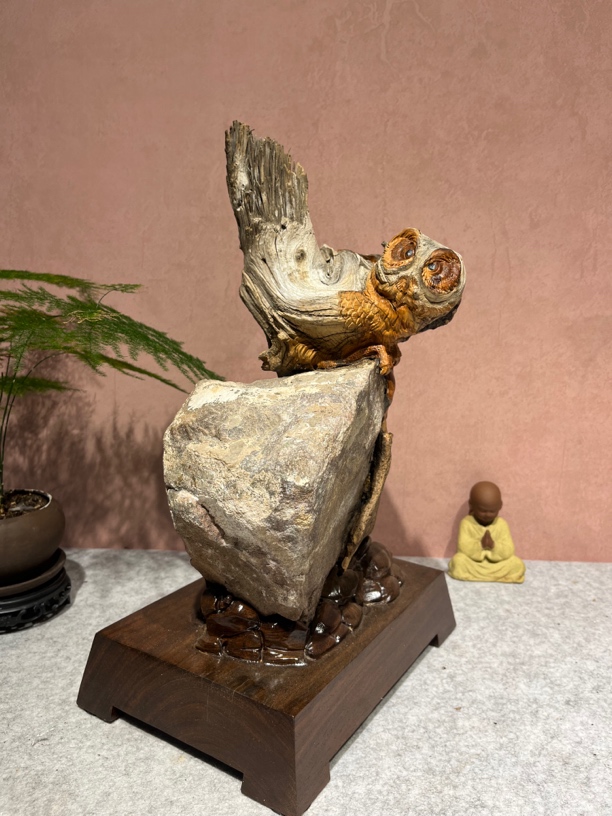 崖柏太行料木雕手工摆件艺术品（啄木鸟）工艺品