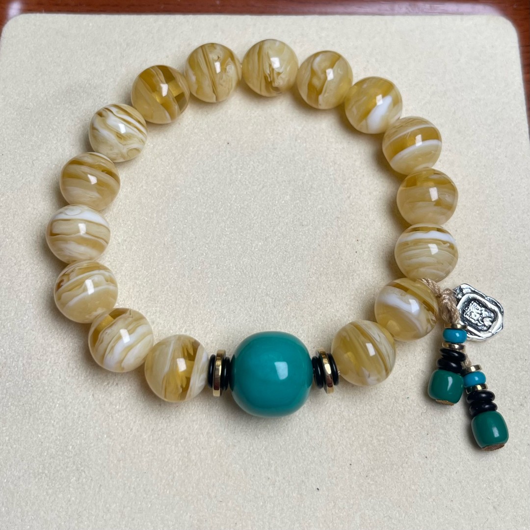 【白花】11mm虎皮纹白花手串/一条