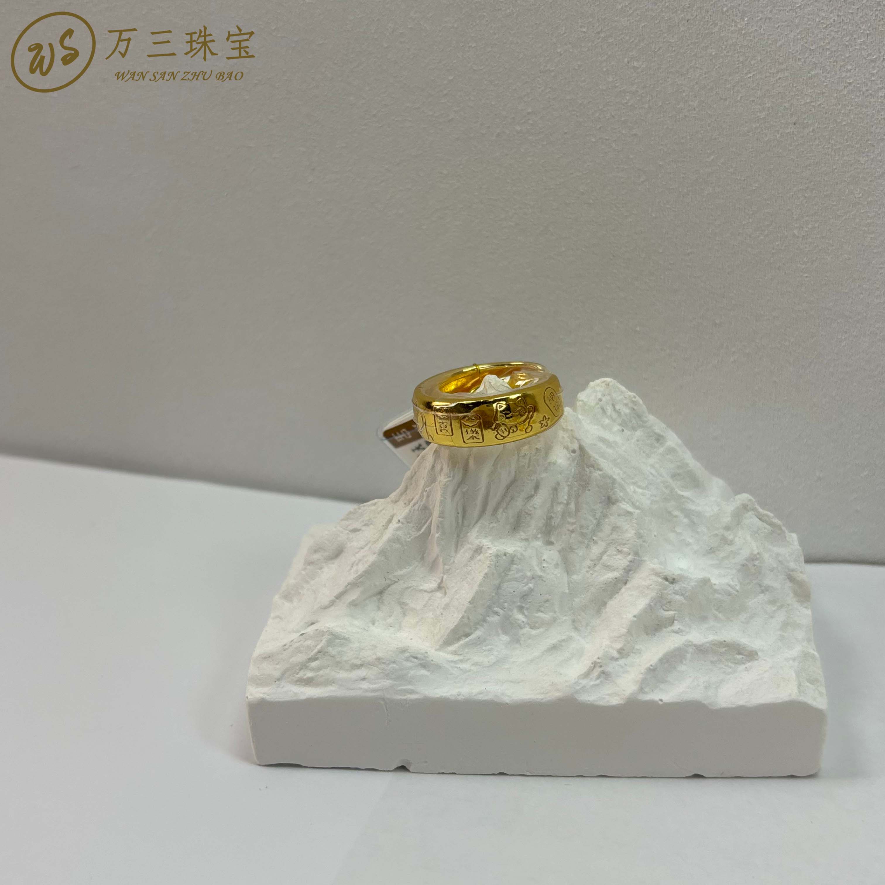 足银戒指 开口吉言戒指 包厚金简约气质时尚百搭复古指环精美