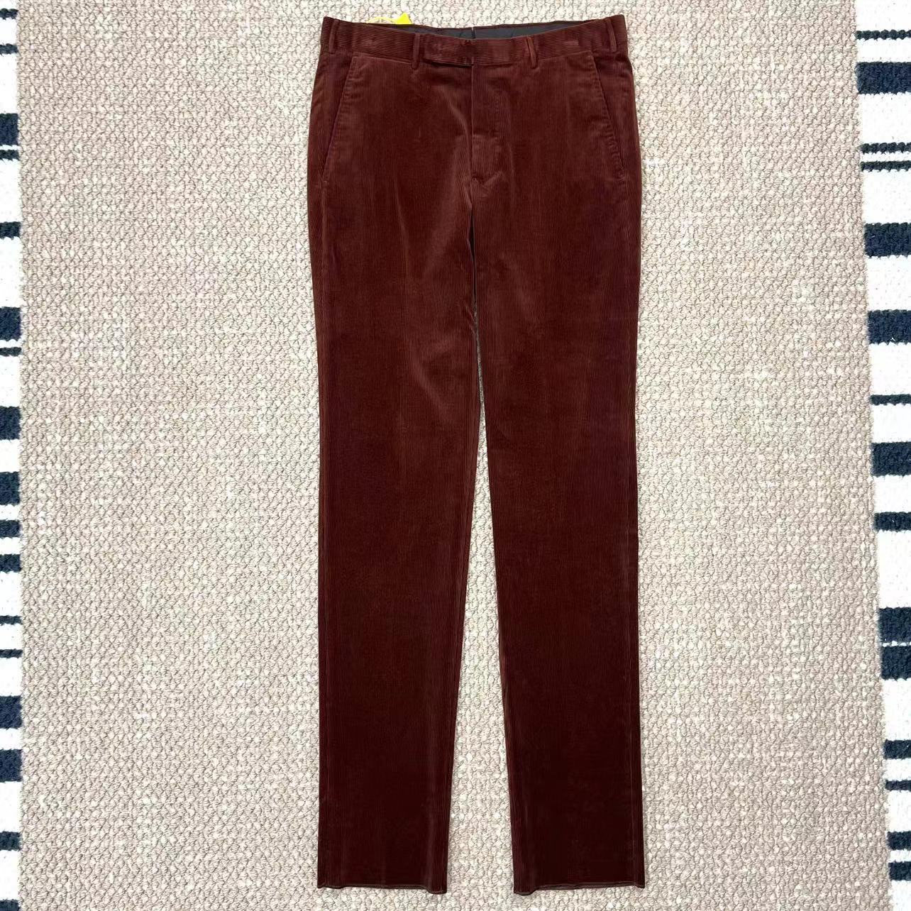 全新未使用  ZEGNA 杰尼亚酒红色休闲西裤