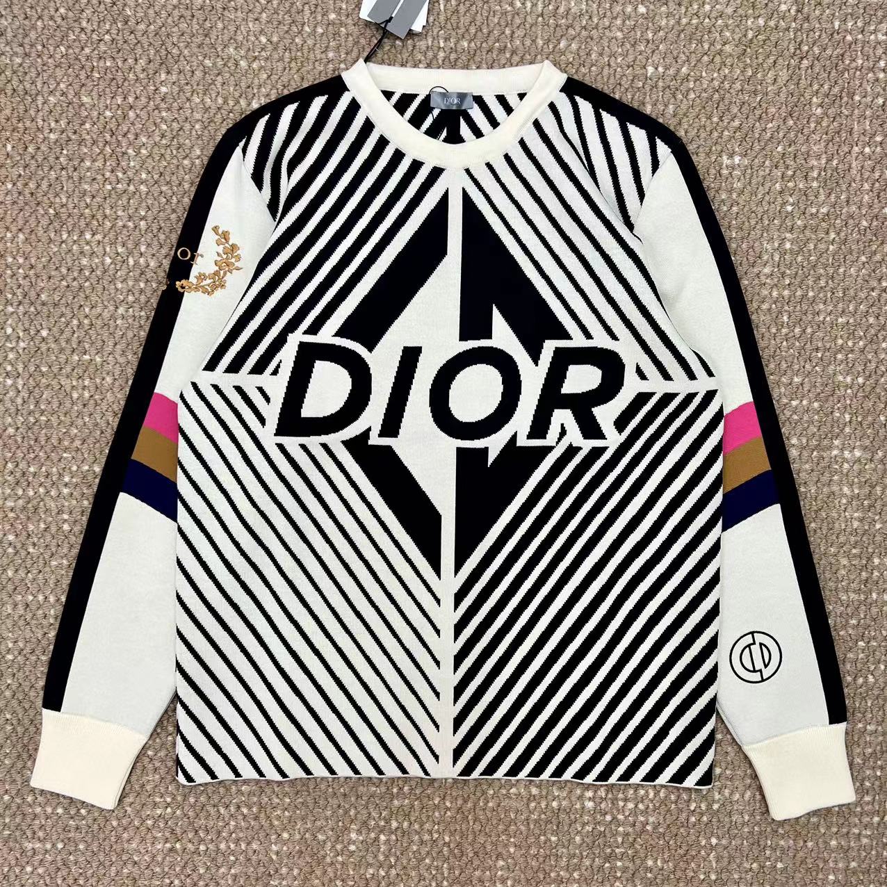全新未使用 DIOR/迪奥 滑雪系列刺绣logo针织圆领毛衣
