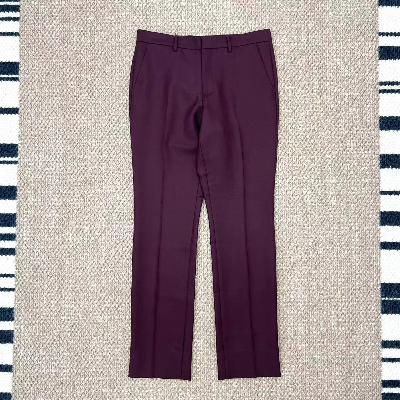 全新未使用 BURBERRY/博柏利 男士经典百搭休闲商务暗红色西裤