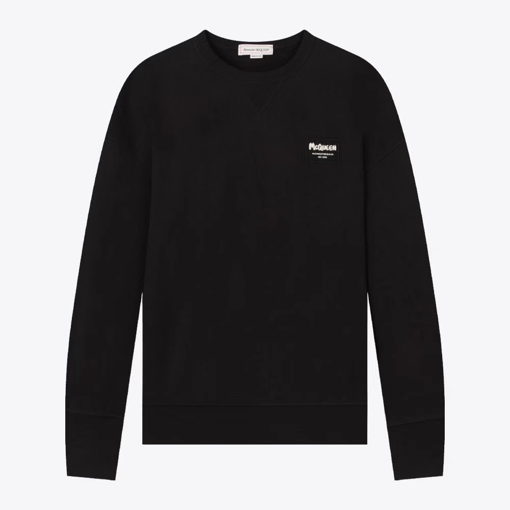 全新未使用 Alexander McQueen/亚历山大·麦昆 黑色运动圆领卫衣