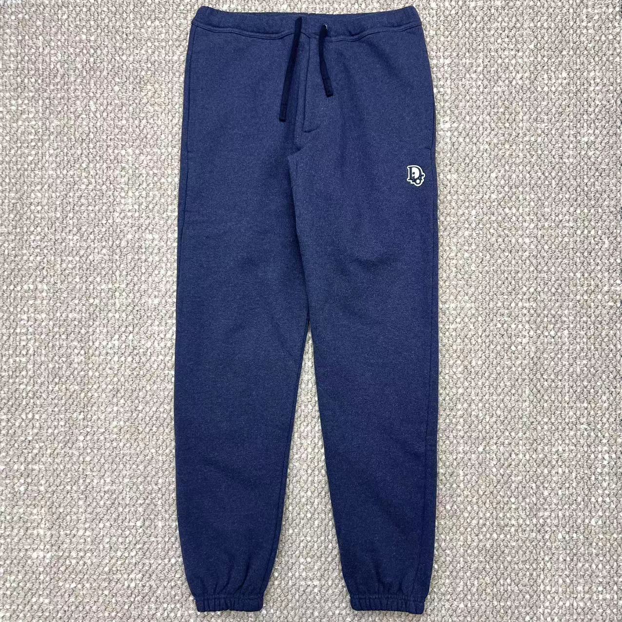 全新未使用 Dior/迪奥 男士经典百搭小Logo蓝色加绒卫裤工价11500