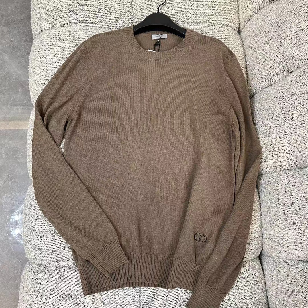 全新未使用 DIOR/迪奥 男士经典纯山羊绒百搭圆领休闲毛衣