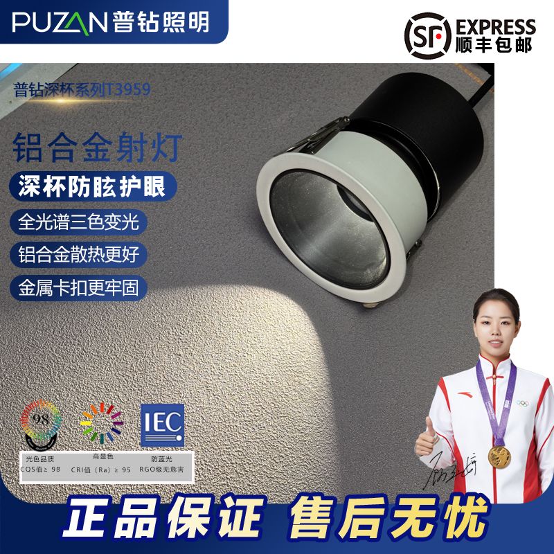 普钻T3959射灯客厅家用开孔嵌入式护眼全光谱孔灯无主灯