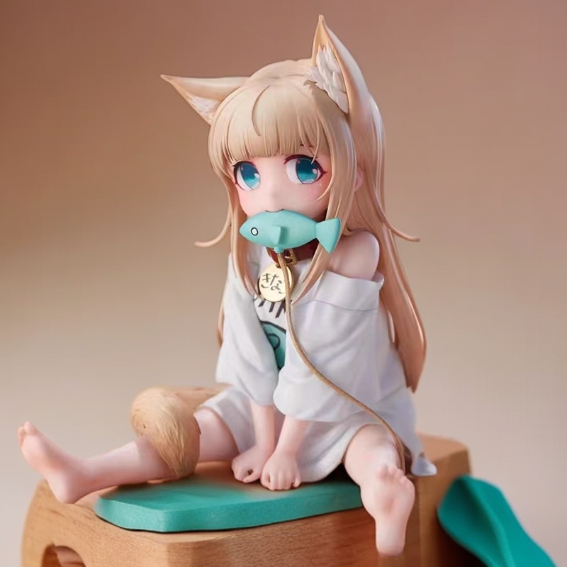 手机支架猫娘模型动漫手办桌面摆件二次元黄豆粉美少女