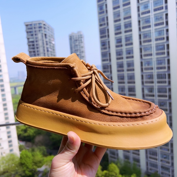 厚底饼干鞋男2025秋季新款百搭休闲运动板鞋增高系带复古做旧男鞋