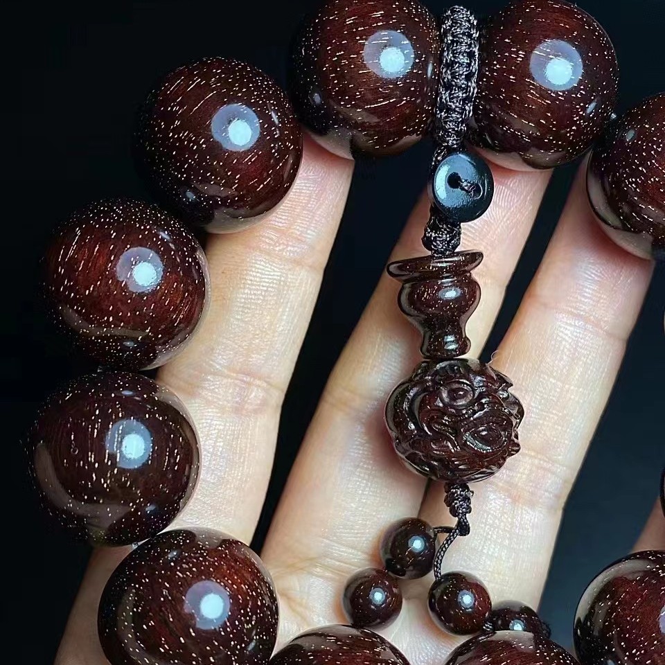 印度小叶紫檀檀香紫檀手串2.0/12颗，泥料玻璃底.爆满粗星