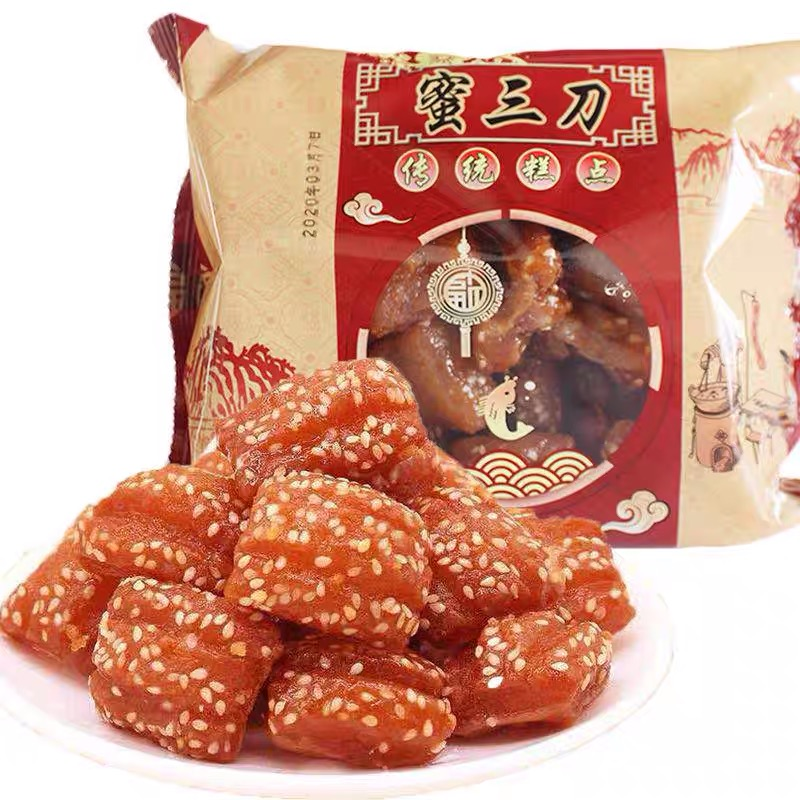 蜜三刀山东糕点甜品传统老式点心甜食果子手工蜜麻条蜜翻花即食