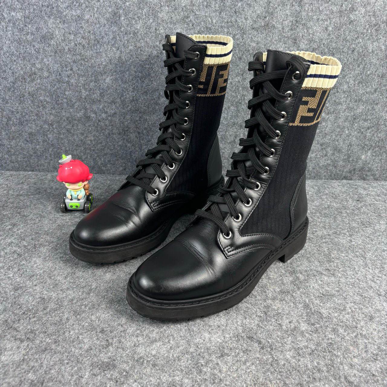 95新 FENDI/芬迪  针织弹力袜子靴 37码 品相不错 YLP1249
