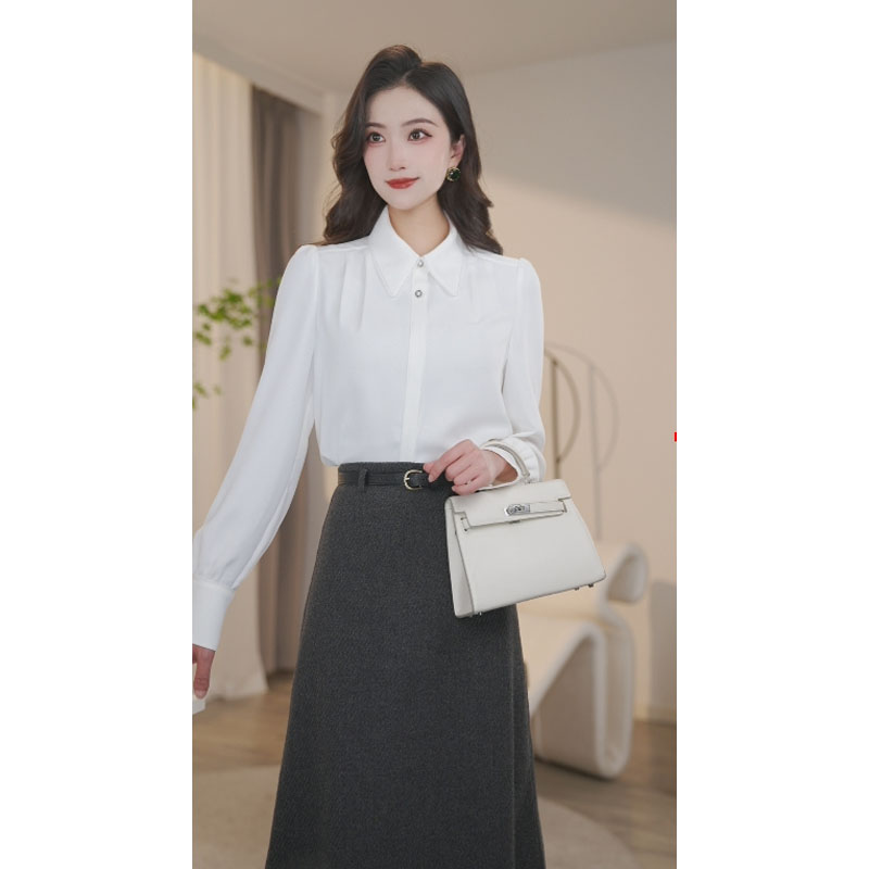 【杨杨专属】新款专柜欧若风衬衣衬衫女时尚通勤气质8591023白色