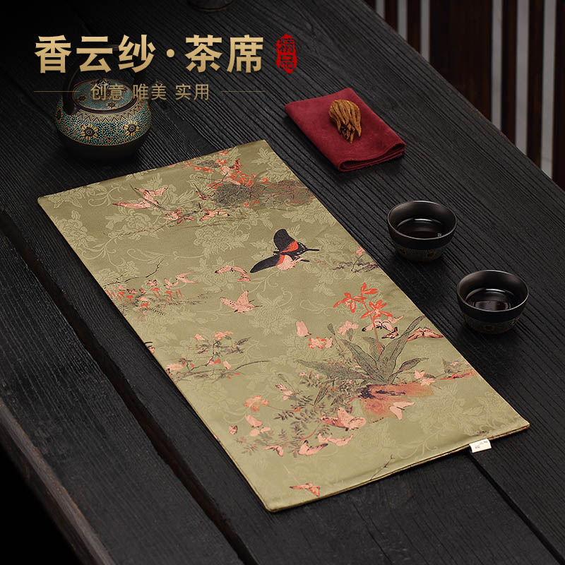 香云纱茶席茶垫布垫小号高端桌旗中式禅意垫子茶巾桌布干泡垫隔热