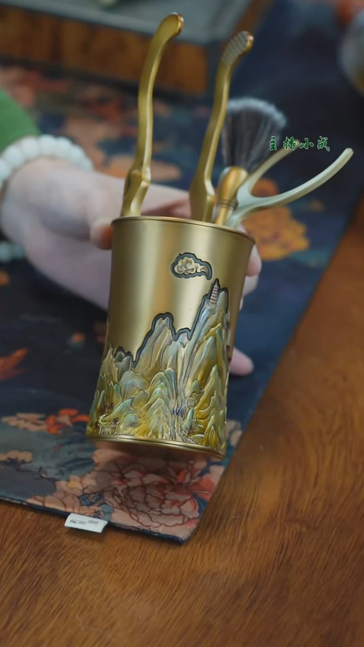 【闪购商品】铜千里江山茶具配件